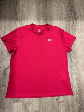Women's Under Armour Tech Rib Hot Pink Crew Neck Tee- Size Large- Pre-owned
